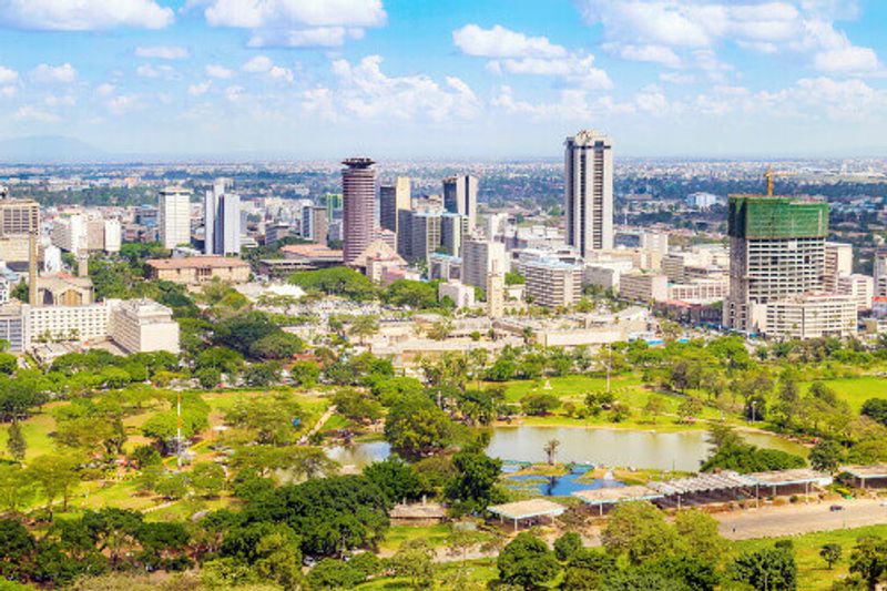 The Nairobi cityscape with views of Uhuru or Freedom Park.