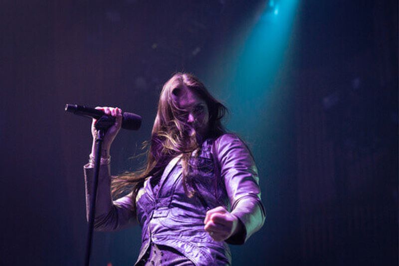 Tarja Turunen of the Symphonic Metal Band Nightwish performs on stage.