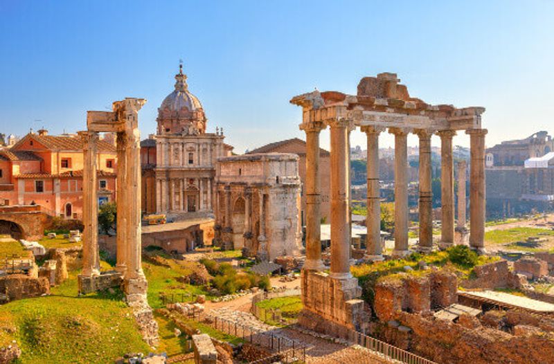 The ancient ruins of the Roman Forum.