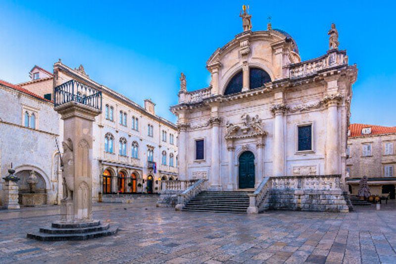 Scenic view of the famous public landmark St. Blaise Church, in Dubrovnik City.