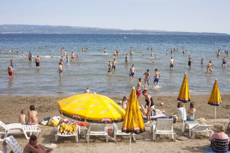 The busy Bacvice Beach in Split.