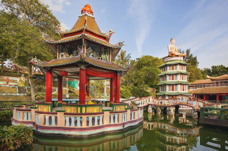 The Chinese Pagoda and Pavilion at the Haw Par Villa Theme Park