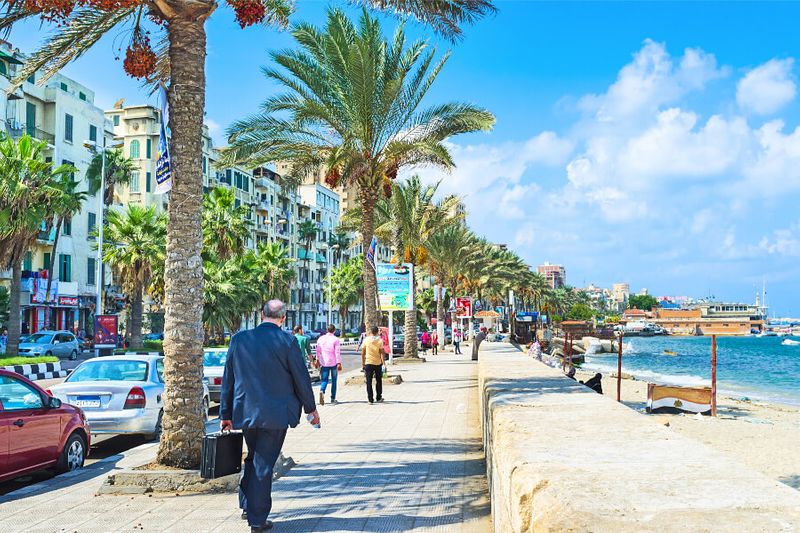 The attractive Corniche Promenade features shady palms, cafe's and shops.