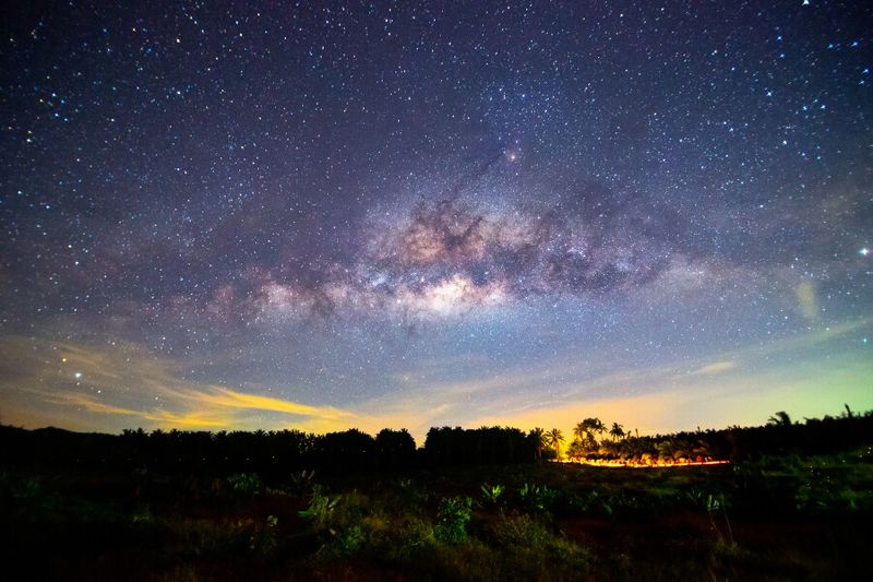 Milky way galaxy and stars on night sky in Elqui Valley