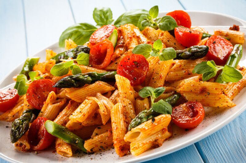 Colourful and flavourful penne pasta