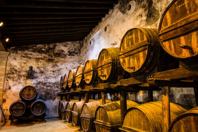 Barrells of Sherry stored in Spain.