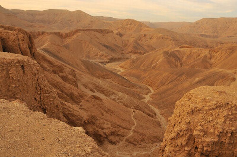 Valley of the Kings during sunset in Egypt.