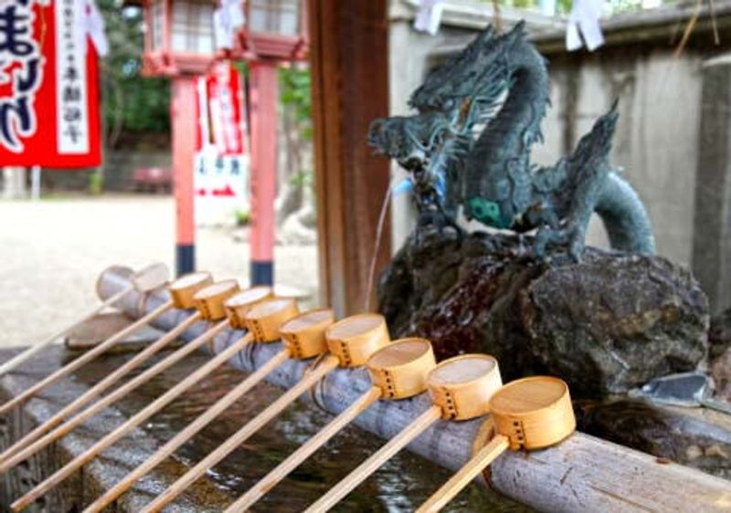 A purifying station in Chozuya Temple, Japan.