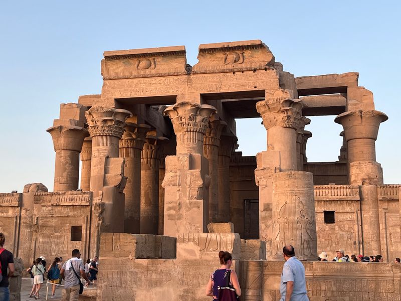 Kom Ombo, a double temple on the banks of the Nile near Aswan. Photo taken by Lyn and Kristy on tour, 2022.