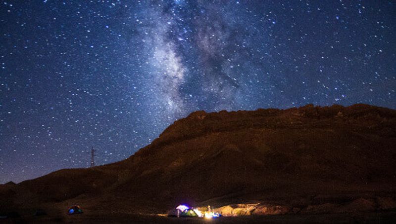 Camping under the bright stars in the Negev Desert in Israel.