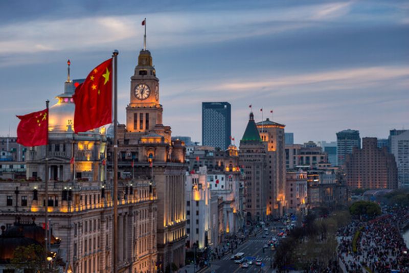 The historic Bund offers beautiful views of the city skyline.