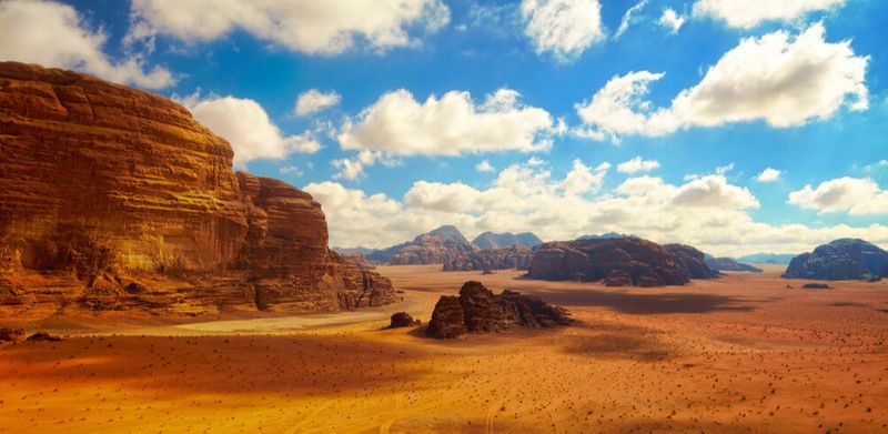 The expansive Wadi Rum Desert in Jordan
