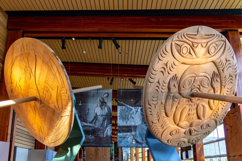 Squamish artefacts inside the Squamish Lil'wat Cultural Centre