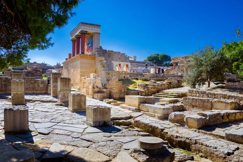 The north entrance of the Palace of Knossos