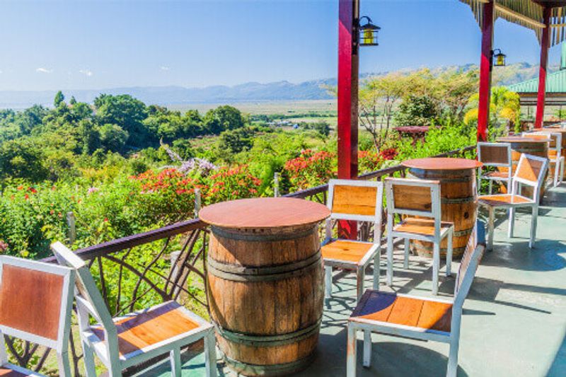 The terrace of the Red Mountain Estate Winery.
