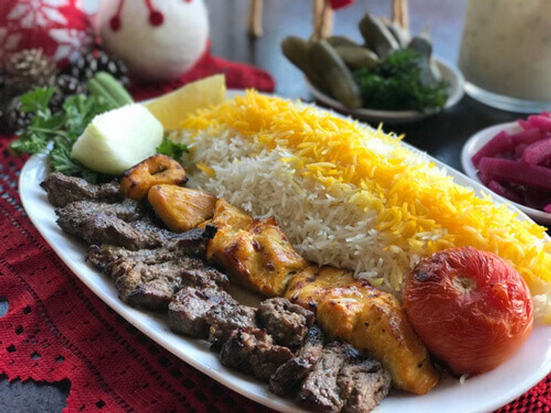 A delicious local meal, Bakhtiari Kebab.