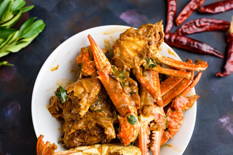 A crab curry on display in Galle.