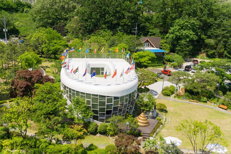 Aerial view of the Toilet Culture Museum that is Mr. Toilet House at Suwon City, South Korea.