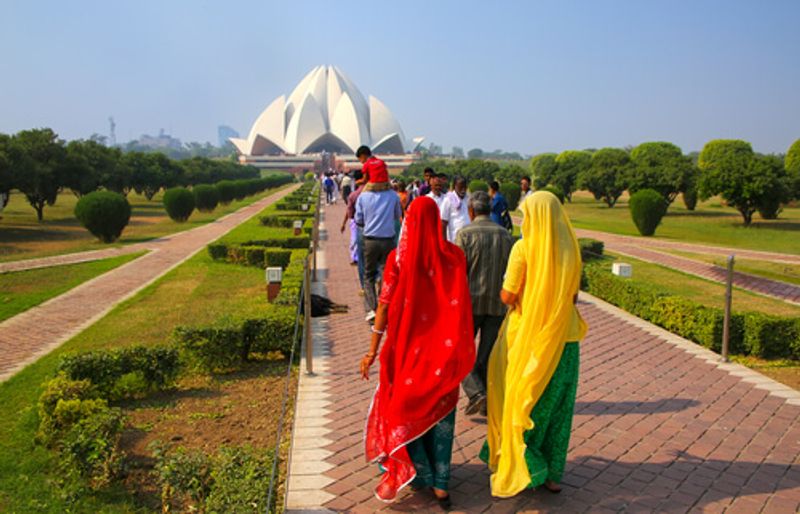 A relateively new feature on New Delhi's skyline, the Lotus Temple is frequented by locals and tourists alike.