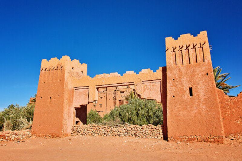 The old gates of Kasbah Ait Ben Haddou in the Atlas Mountains.