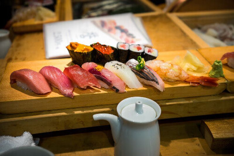 Sushi from the Tsukiji Fish Market in Tokyo.