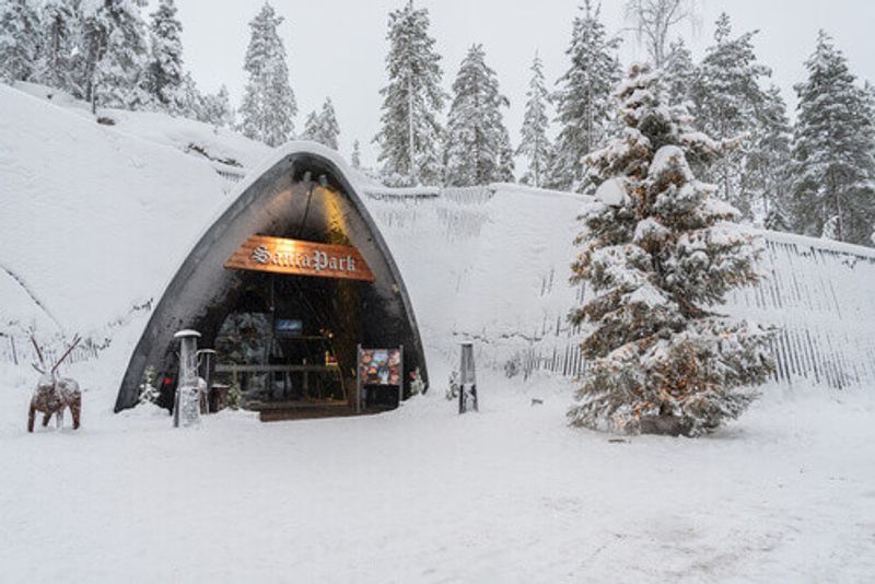 The entrance of Santa Park in Rovaniemi, Finland.