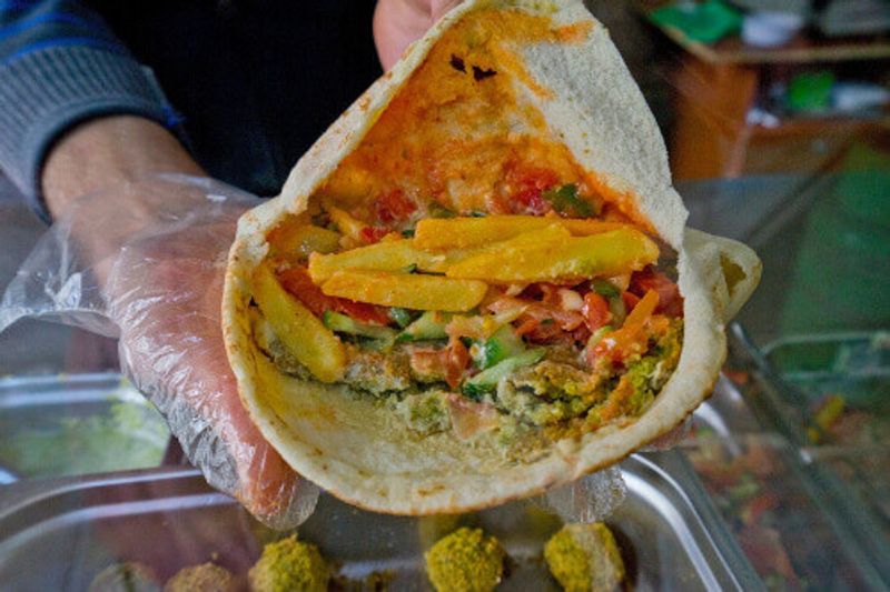 A delicious Falafel wrap in Amman.