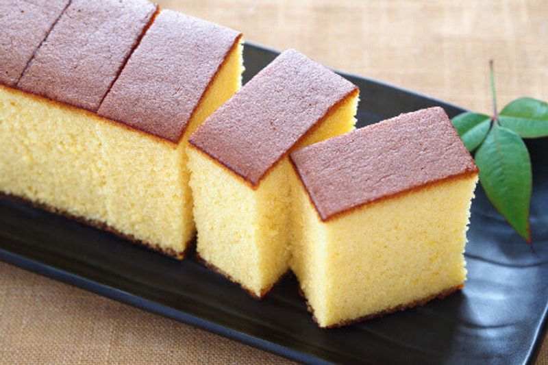 The famous Castella cake, this popular creamy and velvety Japanese sponge cake is a popular tourist souvenir in Japan