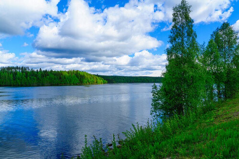 The picturesque Kemijoki River in Lapland, Finland.