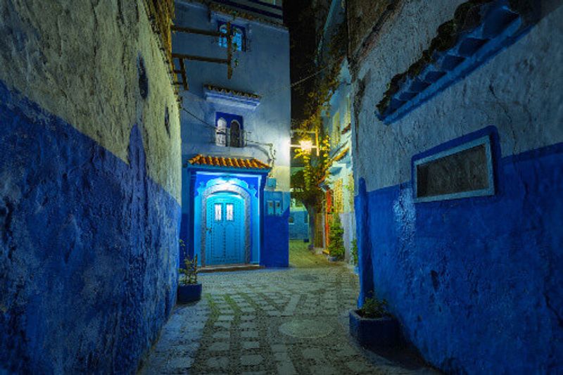 Fantastic night view of a traditional moroccan building.