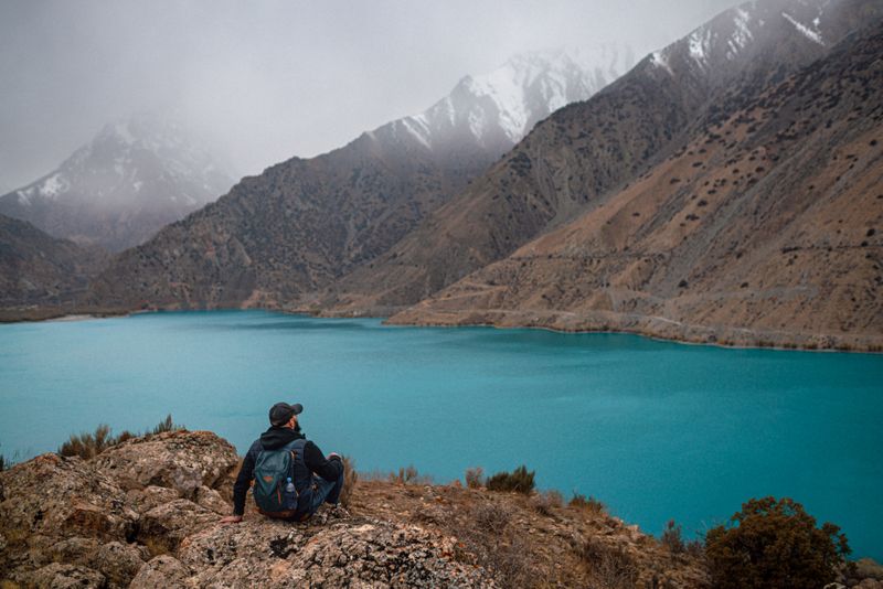 Beautiful Iskanderkul Lake in Tajikistan