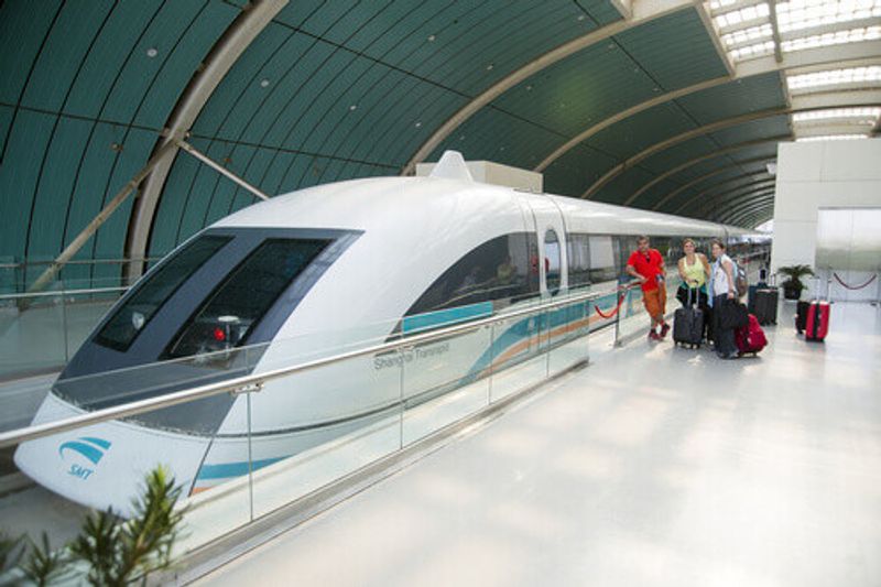 The Shanghai Maglev reaches a top speed of 430 km/hr