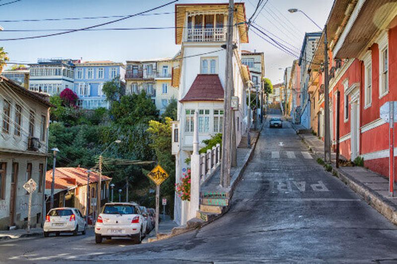One of the main streets where Valparaiso Cerro Abajo is being held in Chile.