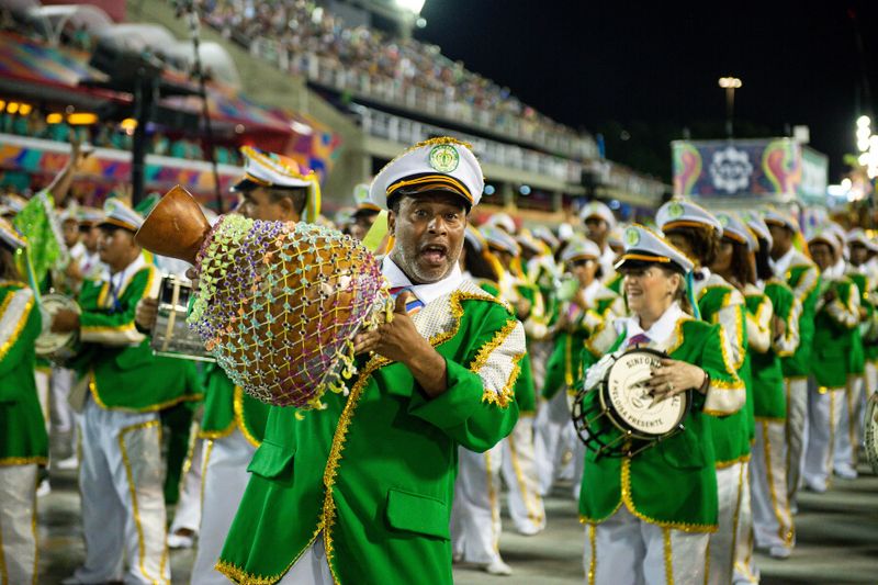 Mperio da Tijuca during the Samba School Carnival at Sambodromo in Brazil.