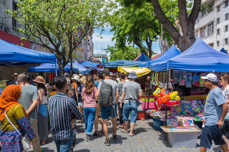 Locals and tourists at the Gaya Sunday Market