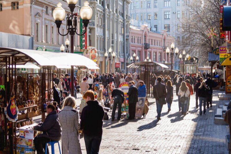 A busy street in Moscow, Russia.