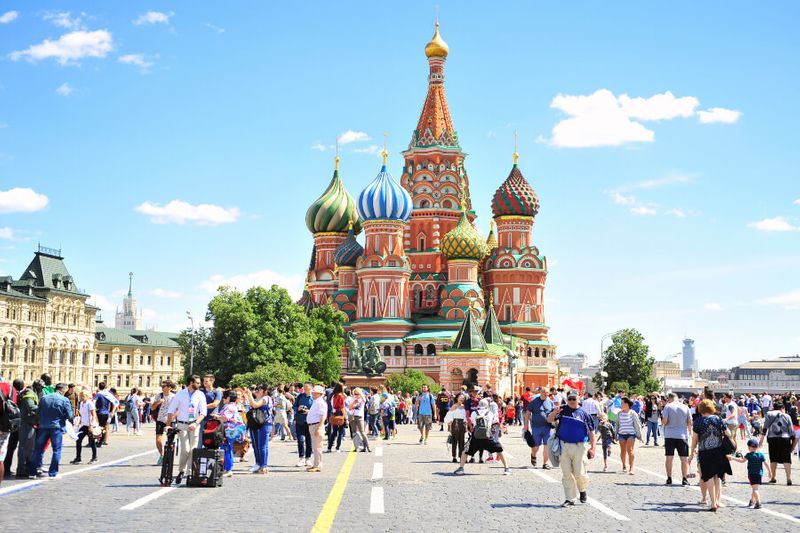 The historic St. Basil's Cathedral on Red Square