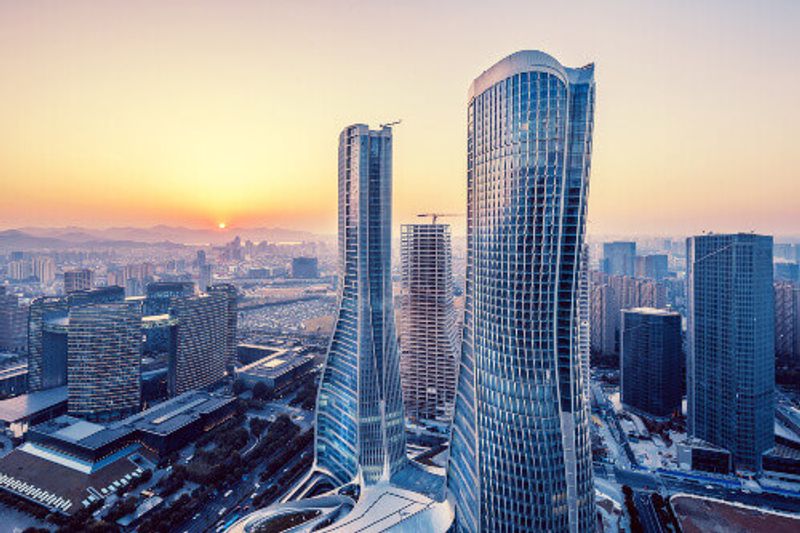 Modern buildings in Hangzhou.