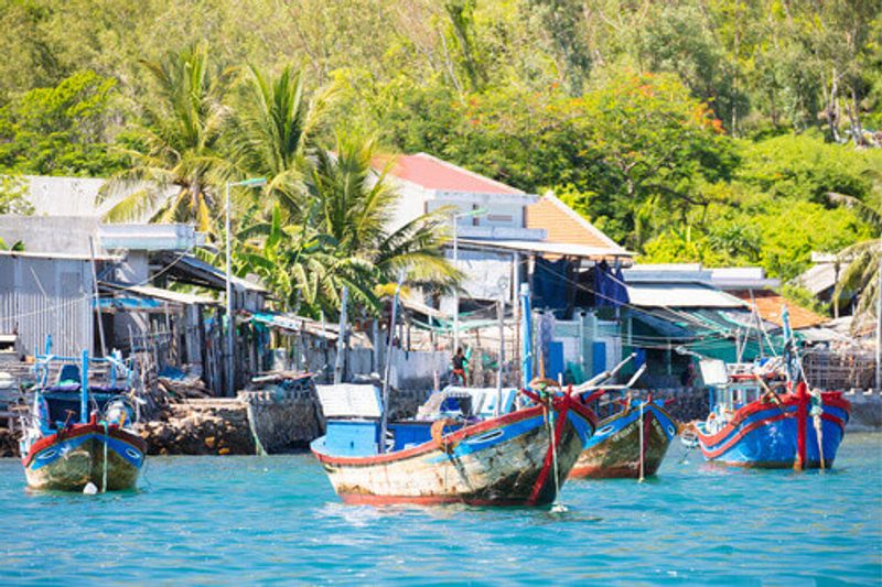 A fishing village on the island of Hon Mieu in Nha Trang, Vietnam.