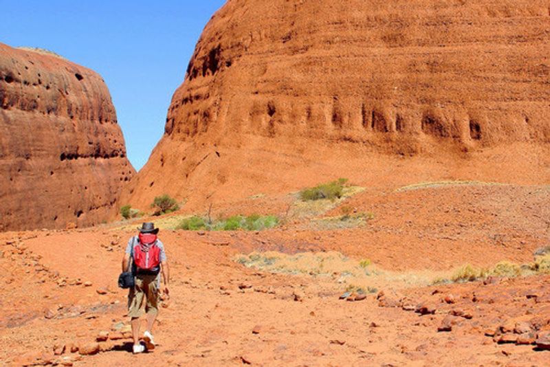 A visitor hikes in the Northern Territory.