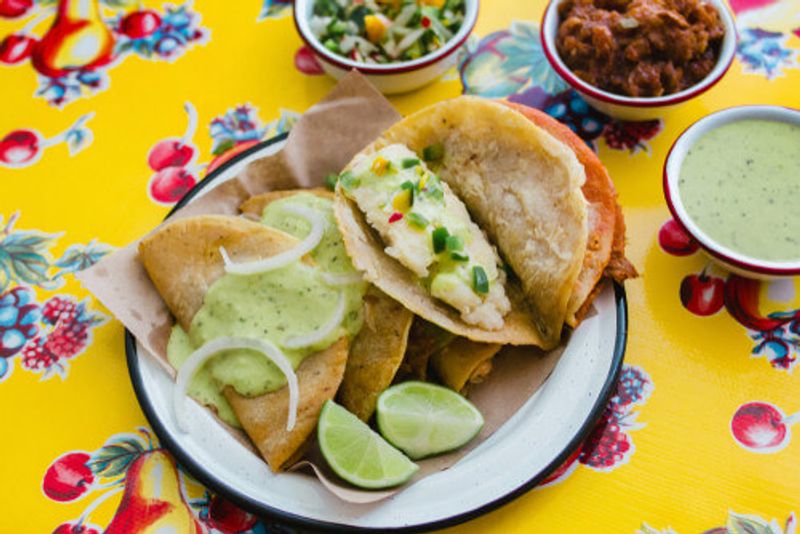 Tacos de canasta on display in Mexico City.