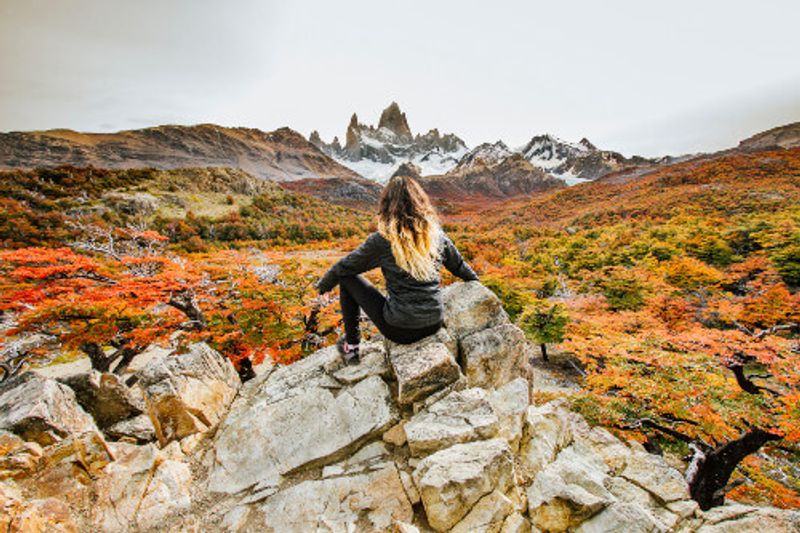 A visitor enjoys the sights of El Chalten.