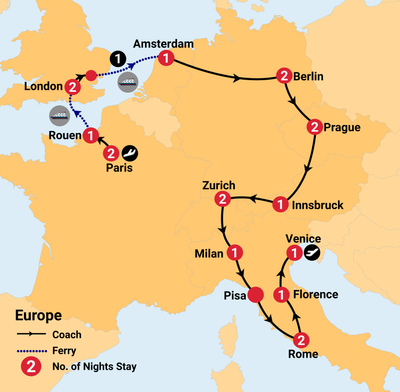 22 day trip around europe