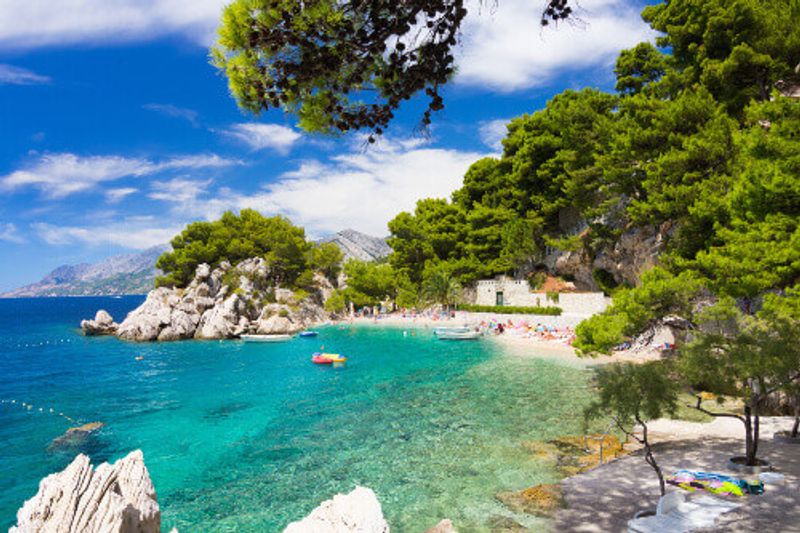 The beautiful beach at Punta Rata in the Brela Makarska Riviera.