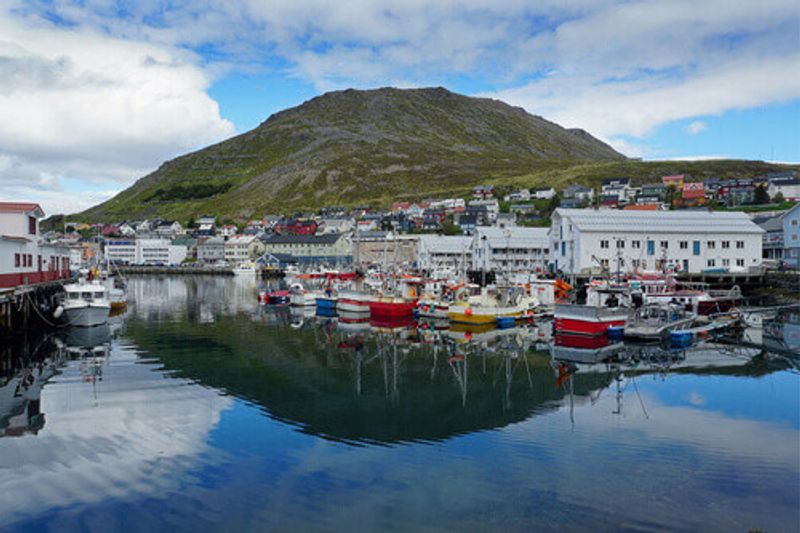 The picturesque Port of Honningsvag in Honningsvag.