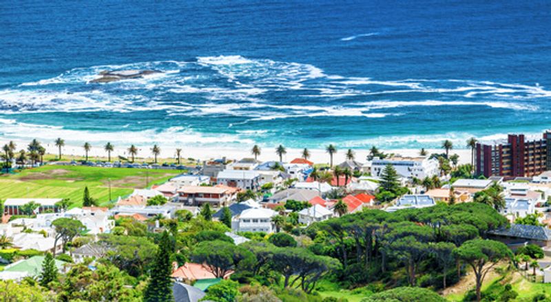Cape Town, South Africa features stunning landscapes and clear water beaches.