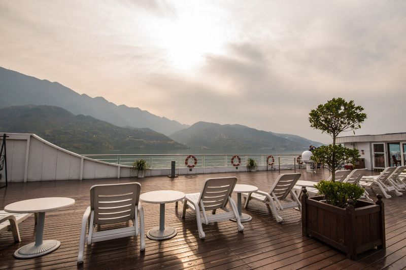 The enjoyable deck views on a Yangtze River cruise.