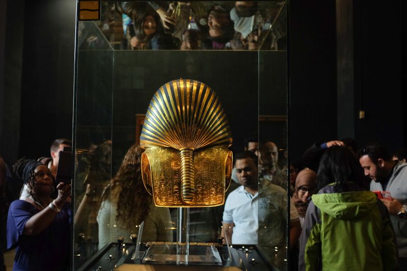 Tutankhamun's Golden Mask in an Egyptian Museum, Cairo.