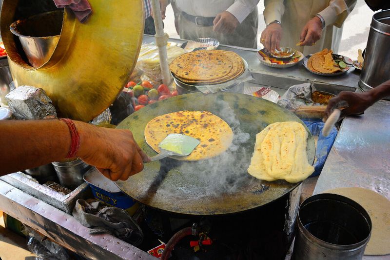 Paratha is an Indian flat bread stuffed with chickpeas and other spices