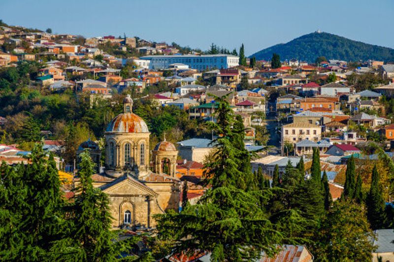 View over the Kutaisi City skyline in autumn.